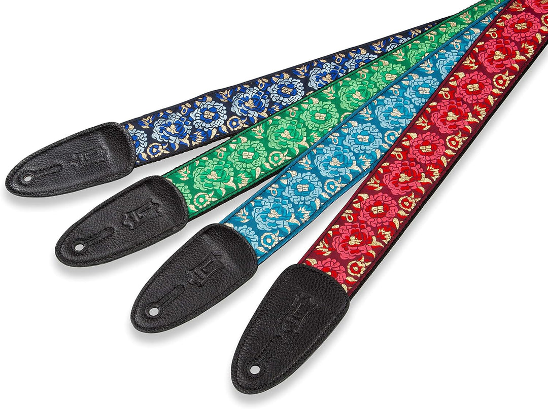 Levy's Leathers M8AS-BLU Asian Print Jacquard Weave Guitar Strap, Blue Blau, Blau