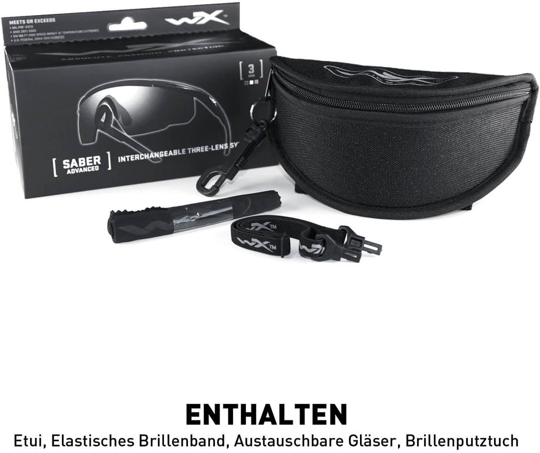 Wiley X Herren Saber Advanced Schutzbrille (1er Pack) M-XXL Grau/Helles Orange/Magenta Gläser | Matt