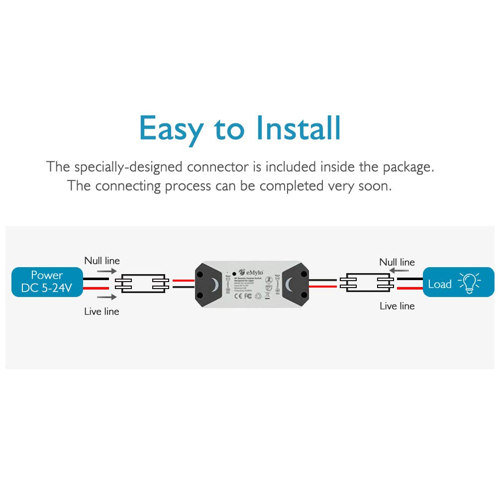 eMylo Smart Relaisschalter Wireless RF DC 12V Zwei 2-Kanal-Fernsteuerungsschalter 5V-24V HF-Relaissc