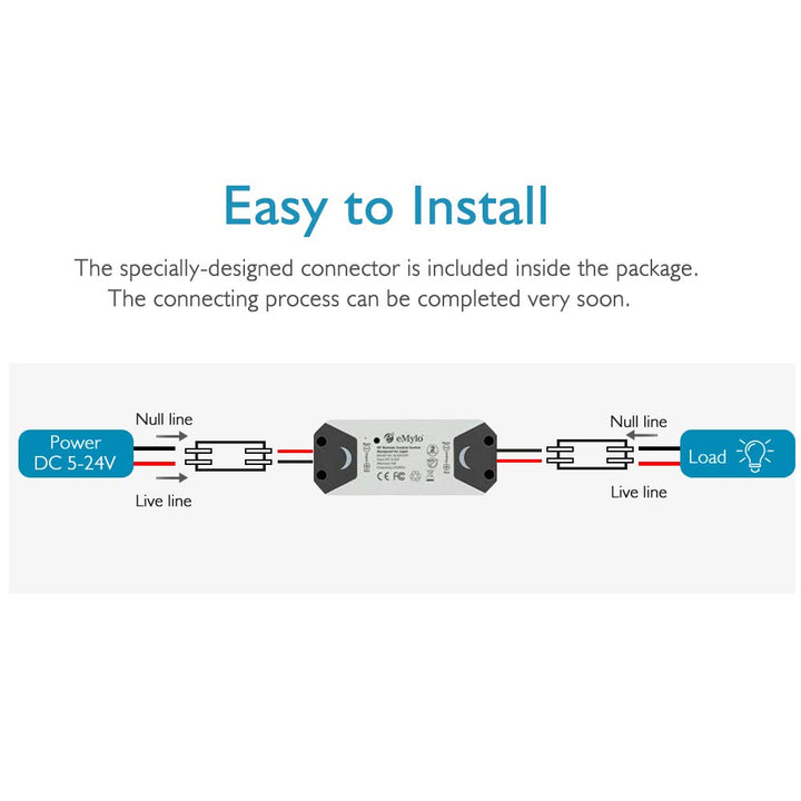 eMylo Smart Relaisschalter Wireless RF DC 12V Zwei 2-Kanal-Fernsteuerungsschalter 5V-24V HF-Relaissc