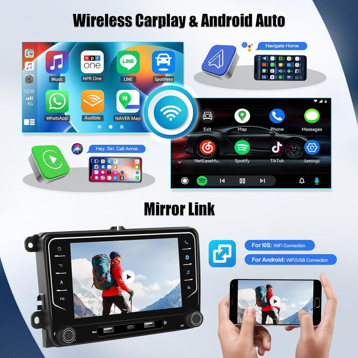 SIXWIN 8-Core 4+64G Android 15 Autoradio für VW Golf 5 6 Touran Polo mit Carplay/Android Auto/DSP, 7