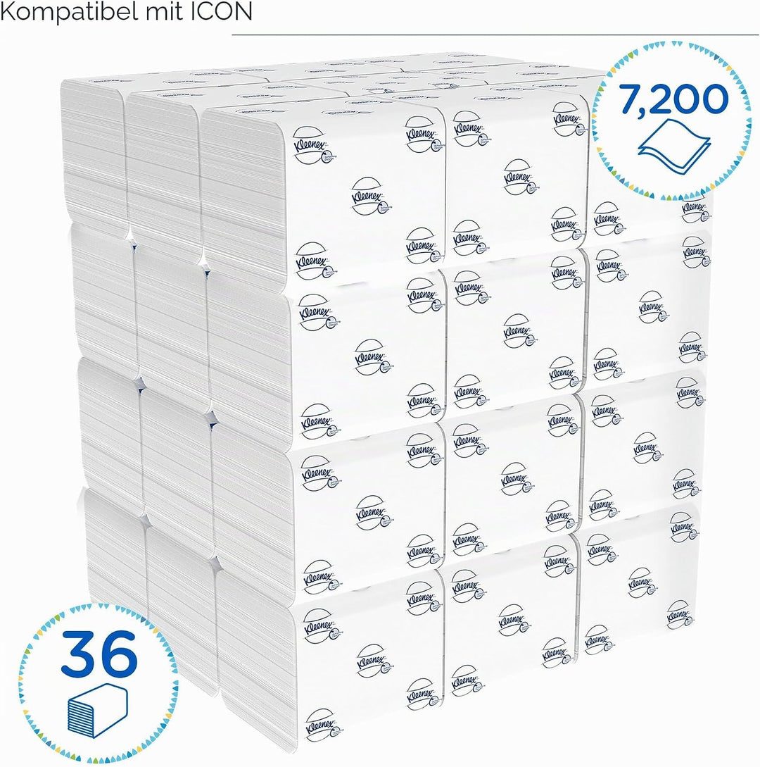 Kleenex Toilettenpapier 8408 – 2-lagiges Klopapier in Grosspackungen – 36 Packungen x 200 Blatt (7.2