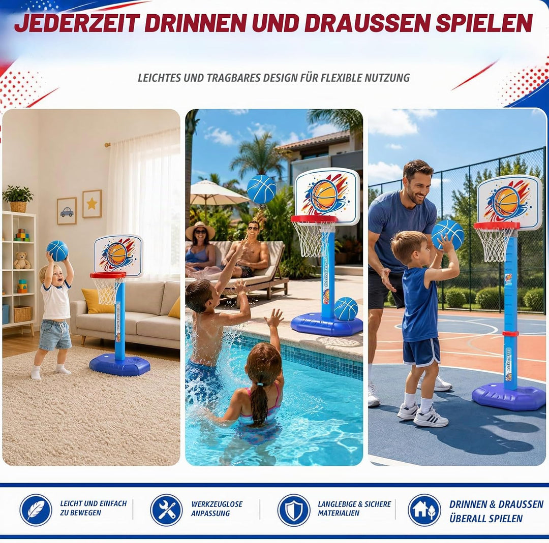 YESHIN Basketballkorb Kinder Indoor Outdoor Blau, Blau