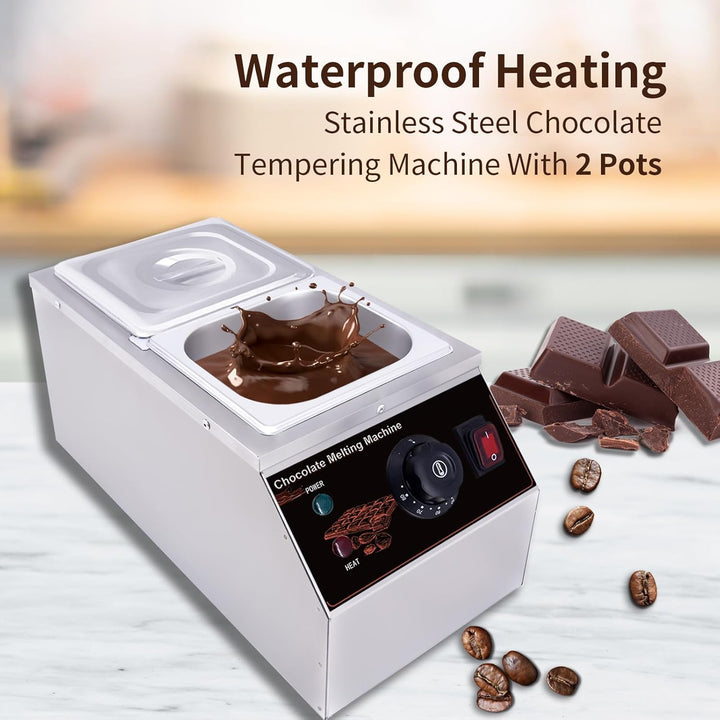 Professionelle Schokolade Temperiermaschine 600W Kommerzielle Schokobrunnen Edelstahl 2x1.55l Tanks