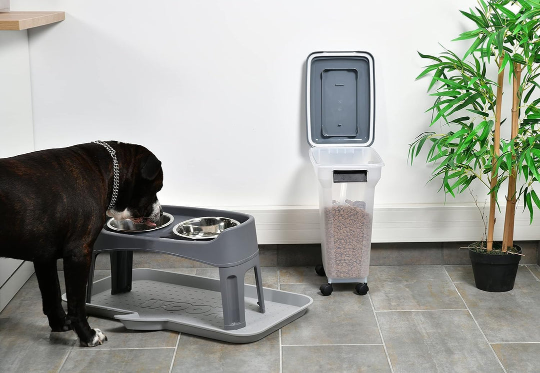 Iris Ohyama Hundefutter Aufbewahrung mit Rollen, 20L/7.5kg, Grau, Luftdichte Futterbox, Trockenfutte