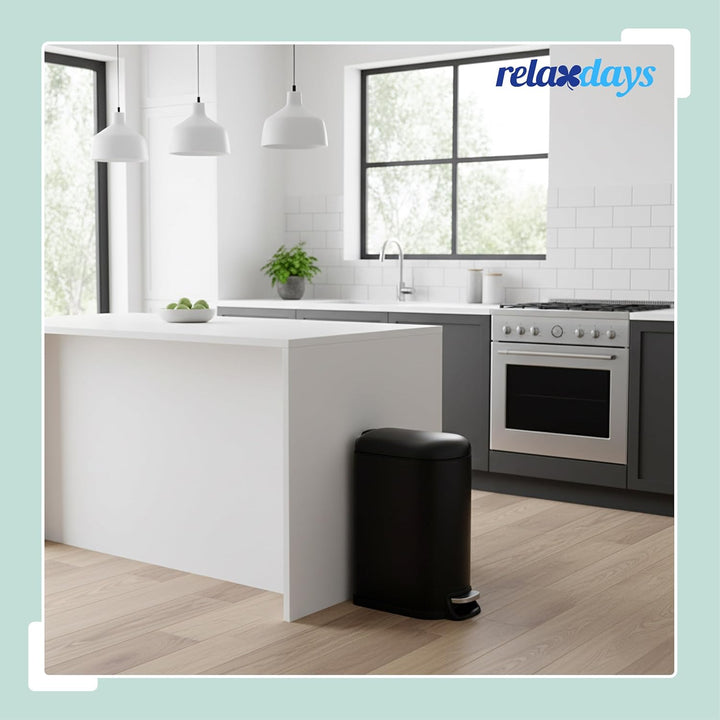 Relaxdays Mülleimer, 10 Liter, Absenkautomatik, entnehmbarer Inneneimer, Kosmetikeimer mit Deckel, B