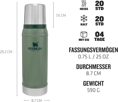 Stanley Classic Legendary Thermosflasche- Thermos Hält 15-48 Stunden Heiss oder Kalt - Edelstahl The