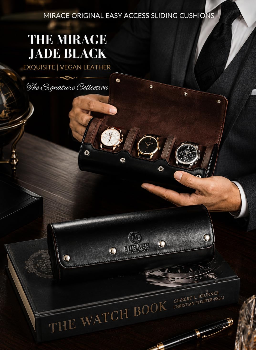 Watch Roll Case for Men - Watch Travel Case - Storage Organizer and Display - Mirage Watch Roll Case
