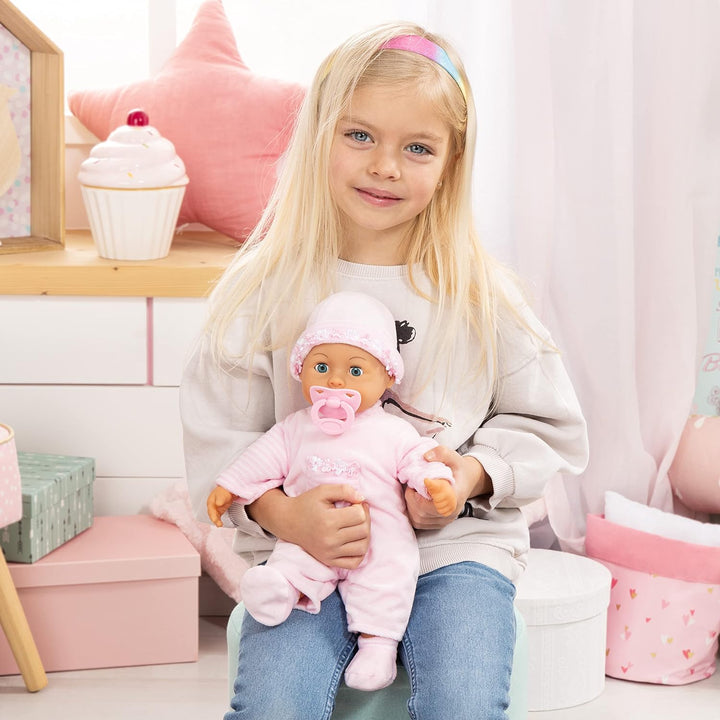 Bayer Design 93824CK Babypuppe interaktiv, sprechend, Schlafaugen, weicher Körper, 24 Babylaute, 38