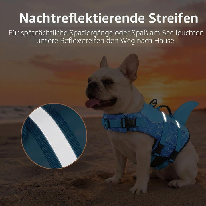 CITÉTOILE Schwimmweste Hunde Hai, Leicht und Sicher für Wassersport, hundeschwimmweste mit Griff und