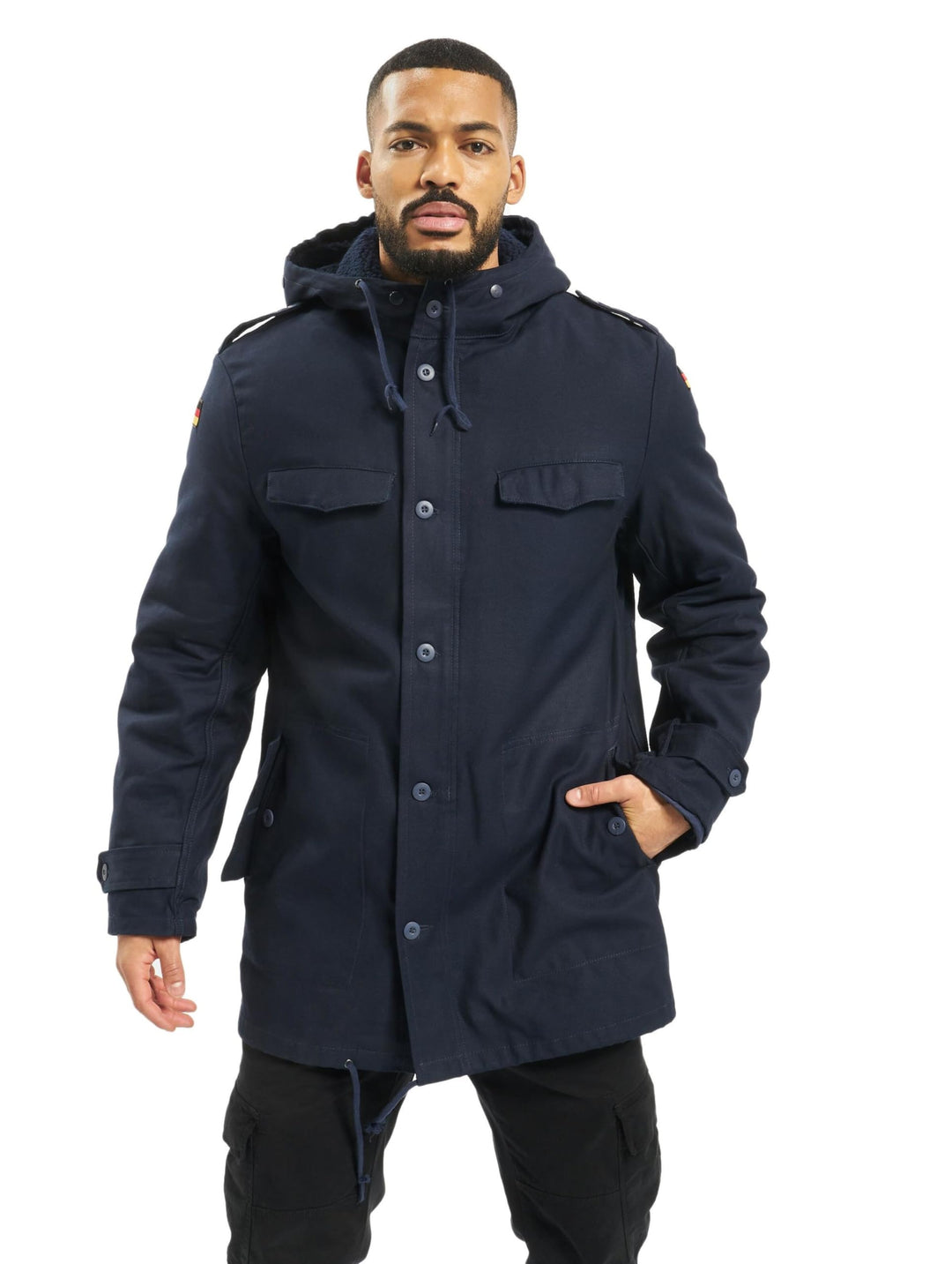 Brandit BUNDESWEHR PARKA MIT FUTTER & FLAGGEN BW FELDPARKA BORDPARKA JACKE WINTERJACKE, Navy Blau