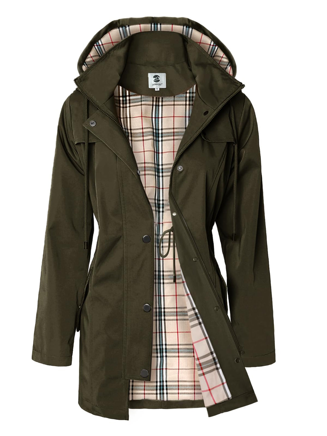 SaphiRose Women's Waterproof Rain Jacket Lightweight Raincoat Hooded Windbreaker Trench Coat S A.Arm