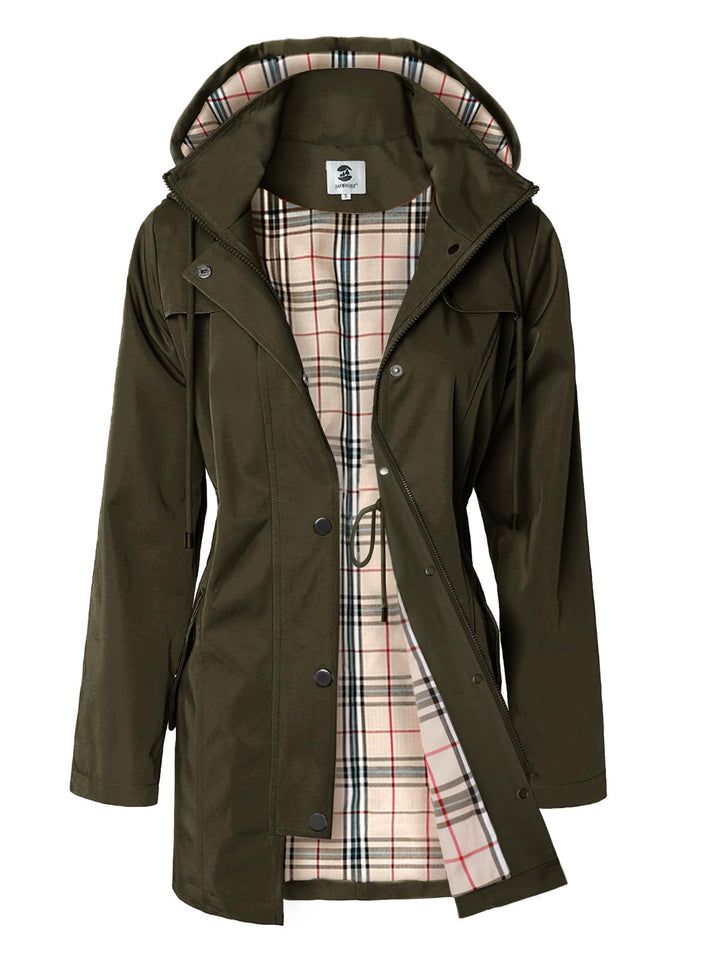 SaphiRose Women's Waterproof Rain Jacket Lightweight Raincoat Hooded Windbreaker Trench Coat S A.Arm