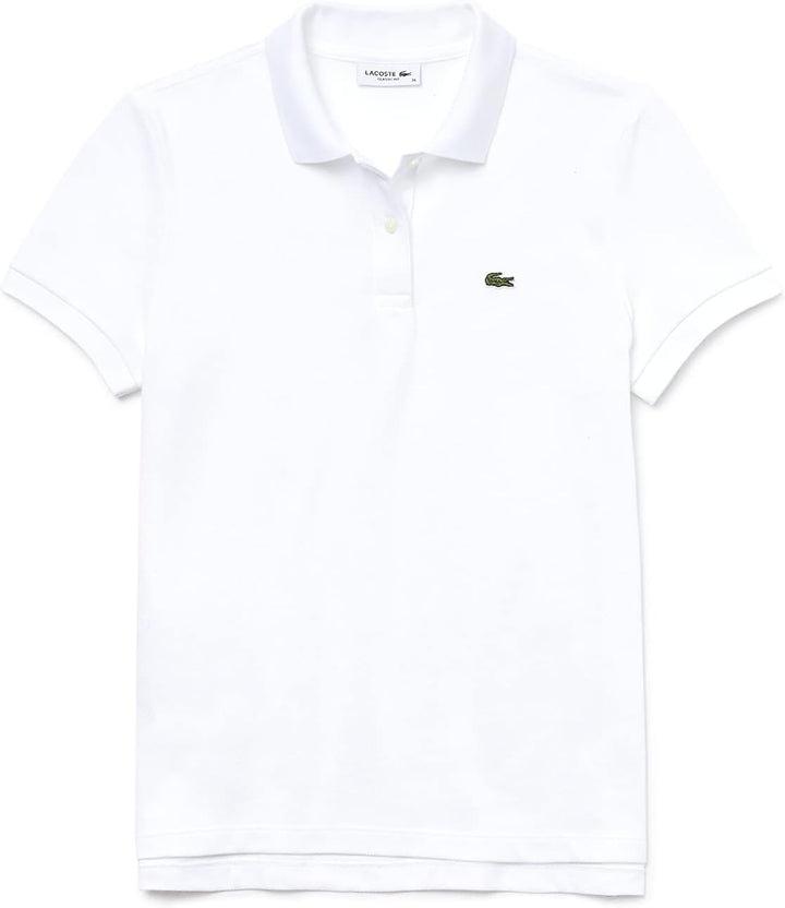 Lacoste Damen Polo-Shirt Kurzarm PF7839, Frauen Polo-Hemd,2 Knopf,Regular Fit 42 Blanc, 42 Blanc