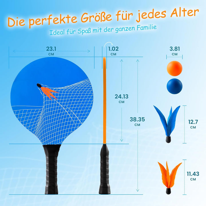 U&C Planet Beachball Set Paddle Ball Spiel Strandschlägerset aus Holz Schläger Spiel für Kinder&Fami