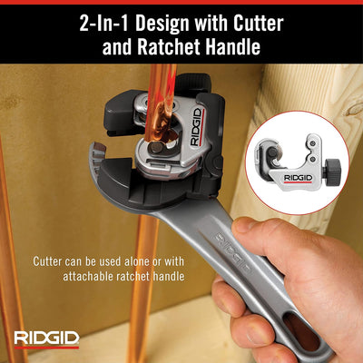 RIDGID 32573 Modell 118 2-in-1 Mini-Rohrabchneider mit AUTOFEED und Ratschengriff für beengte Arbeit