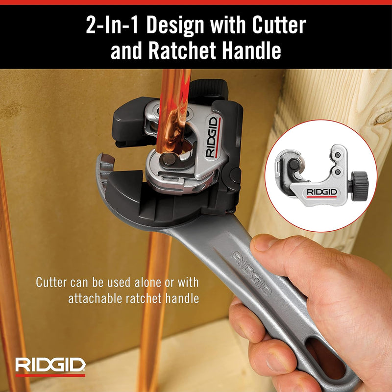 RIDGID 32573 Modell 118 2-in-1 Mini-Rohrabchneider mit AUTOFEED und Ratschengriff für beengte Arbeit