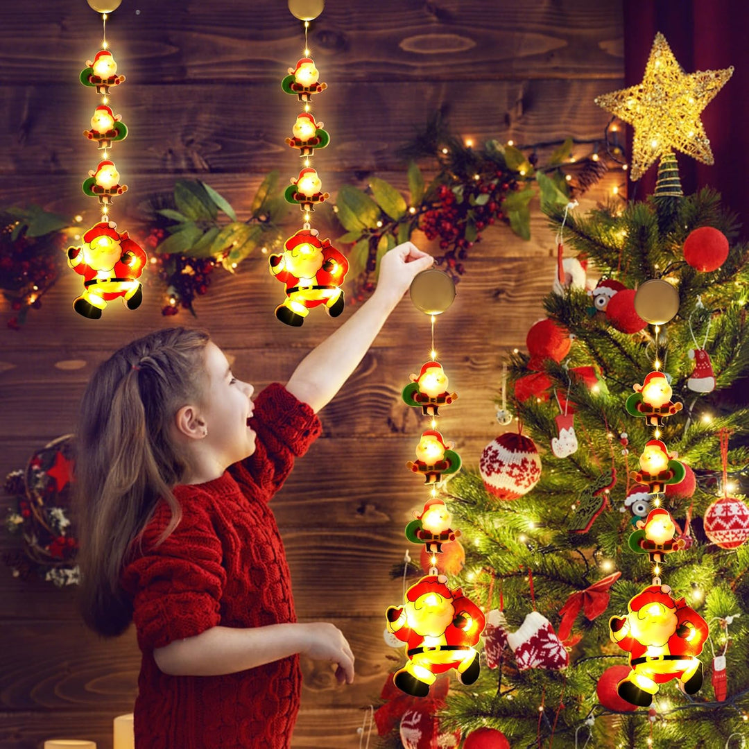 BrizLabs Weihnachtsdeko Fenster Lichter, 2 Stück LED Innen Fensterlichter Batterie Weihnachtsmann Hä