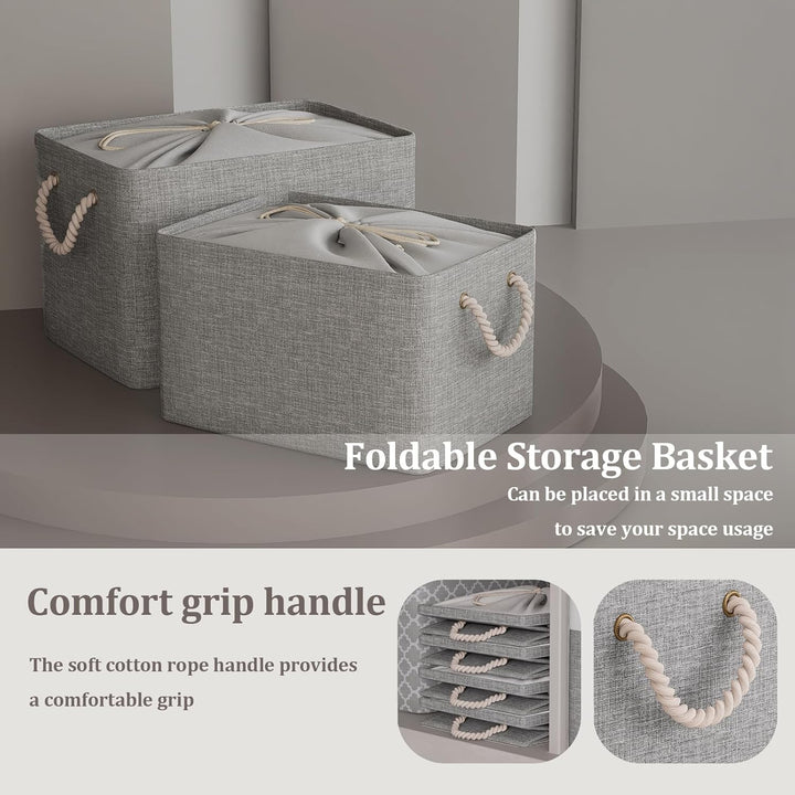 OUTBROS grosser Aufbewahrungskorb, 34 x 24 x 20 cm Stoff Aufbewahrungsbox mit Kordelzug und Griff, f