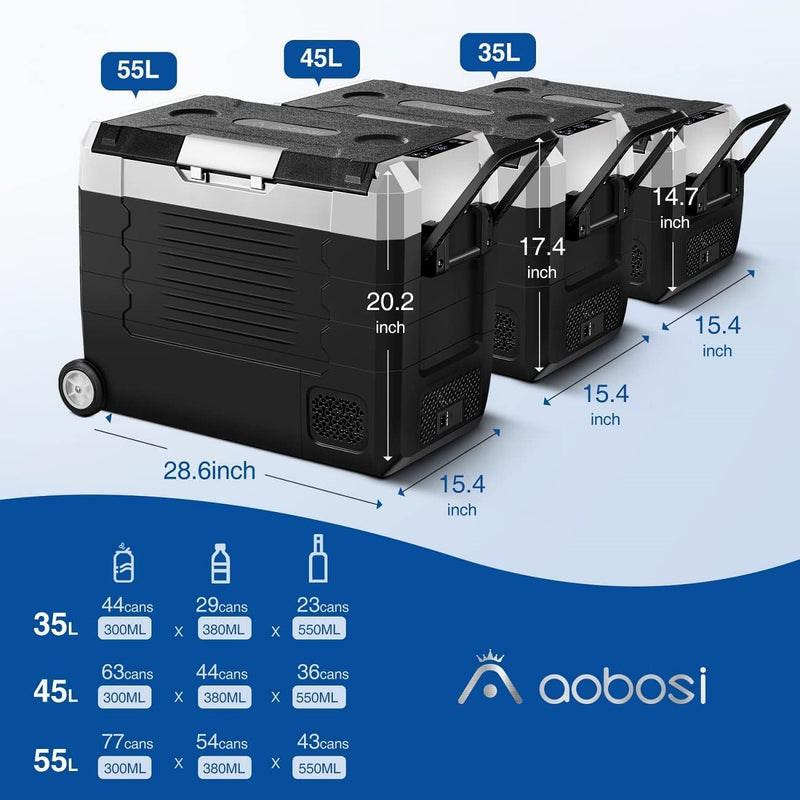 AAOBOSI Auto kühlschrank,Kompressor Kühlbox 45L, kühlbox elektrisch kompressor mit WIFI-APP-Steuerun