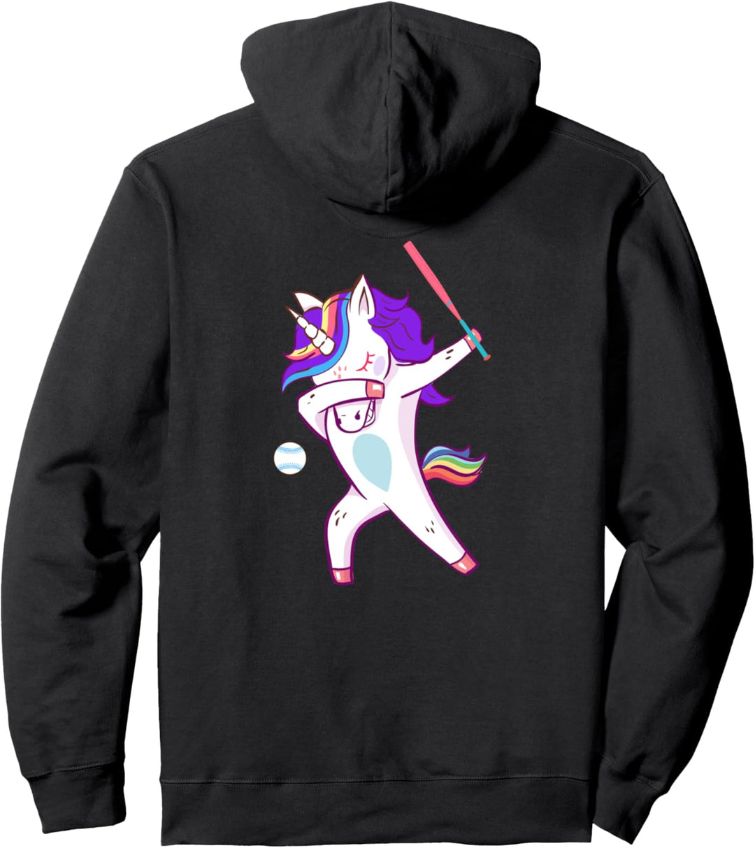 Softball Dabbing Unicorn Player Gift for Kids Boys and Girls Pullover Hoodie