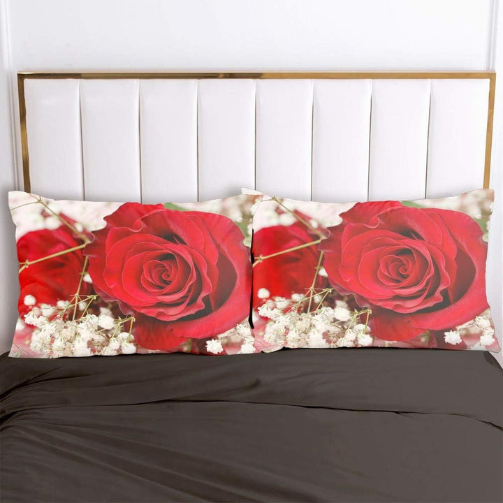 Luowei Rosen Bettwäsche 135x200cm Rot Rosenmuster Bettwäsche Romantisch &amp; Vintage Bettbezug Set 2 Te