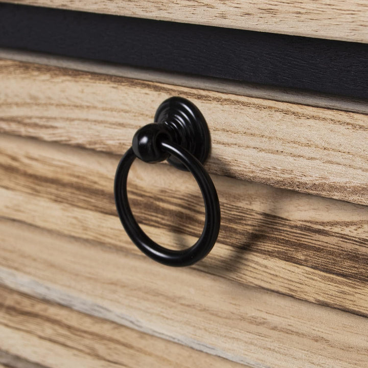 DRW Konsole, Holz und MDF, Schwarz/Natur, 163x3.5x81 cm