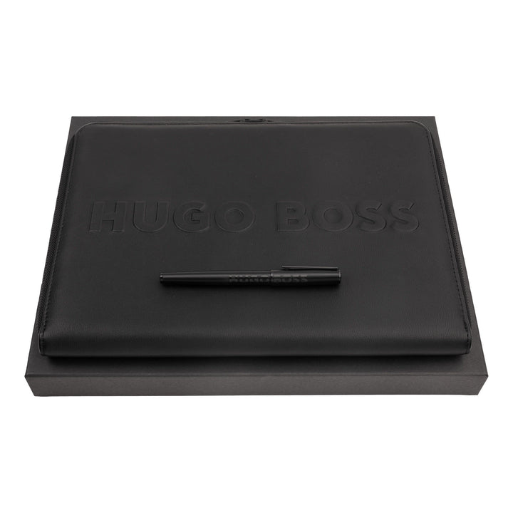 Hugo Boss Schreibset Label Black HPAP209A (Füllfederhalter & Konferenzmappe A4) | Geschenkbox
