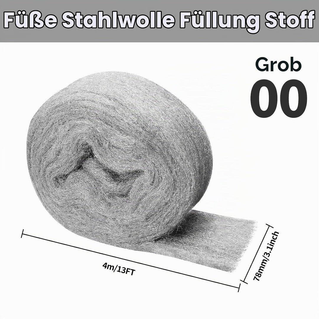4 Rollen Mäuse 00 Stahlwolle, 16m Wirksam Stahlwolle Gegen Mäuse, Löcher Wand Risse Nagerstop Mäusea
