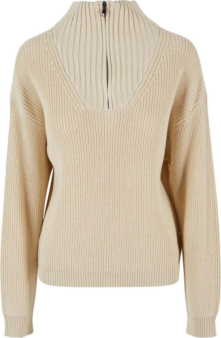 Urban Classics Damen Ladies Oversized Knit Troyer XL Sand, XL Sand