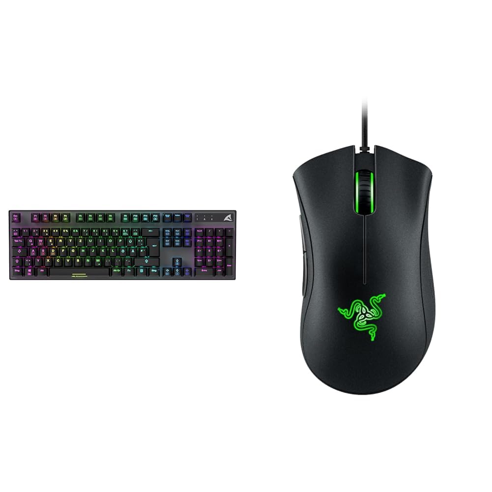 Sharkoon Skiller SGK20, mechanische Schalter, Huano Brown, RGB & Razer DeathAdder Essential (2021) -
