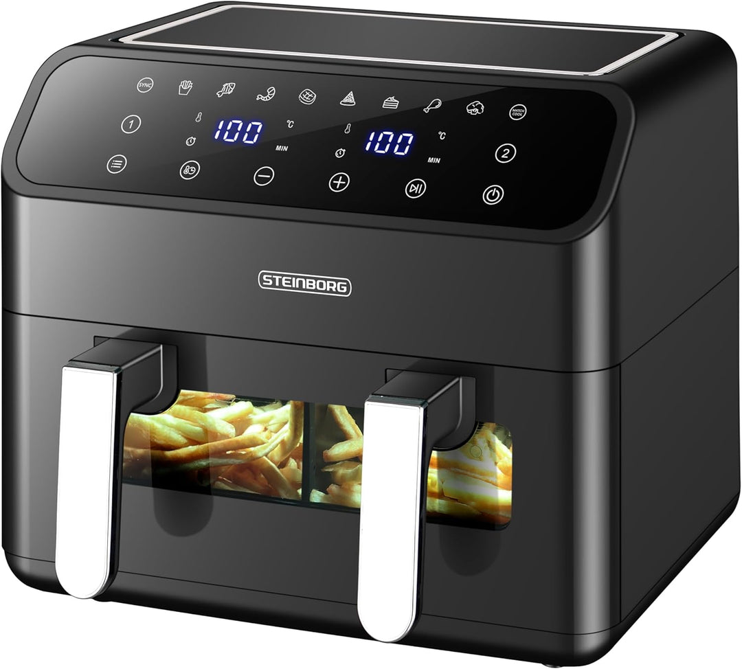 Heissluftfritteuse 2 Kammern 8 Liter Heissluftfritteuse Fritteuse Grillen Backen Dörren Dörrautomat