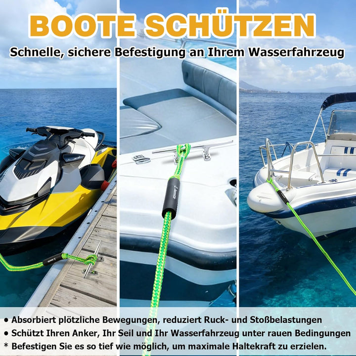 Bungee Boat Dock Line mit 316 Edelstahlclip Bootszubehör,122cm Anlegeleine für Boote, PWC, Kajak, Se