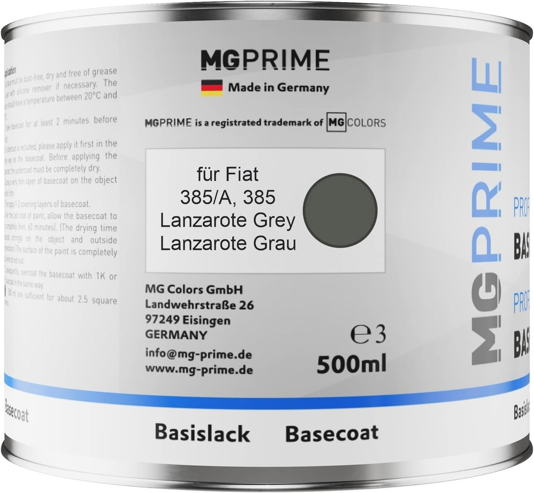 MG PRIME Autolack Set Dose spritzfertig für Fiat 385/A / 385 Lanzarote Grey/Lanzarote Grau Basislack