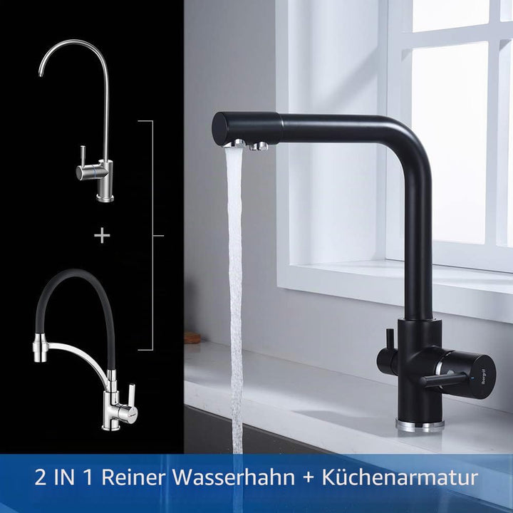 Ibergrif M22109B Spültischbatterie für Wasserfilter, 3 Wege Küchenarmatur mit hoher Auslauf 317 mm,