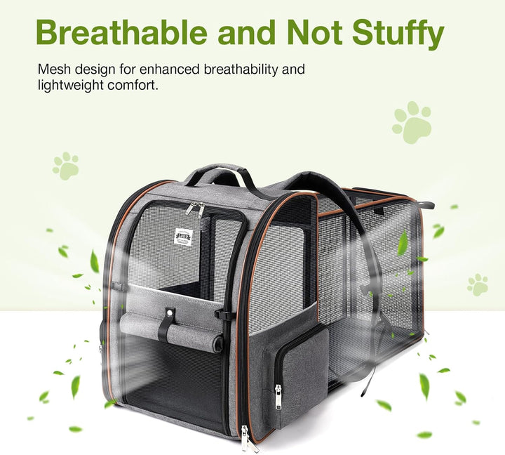 Lekebobor Extra grosser Katzen-Rucksack, erweiterbar, Haustier-Tragerucksack für kleine bis mittelgr