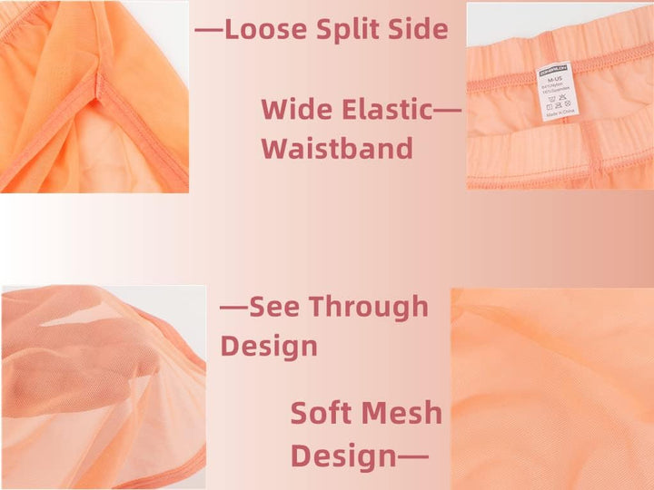 BIATWOWR Herren Transparent Sexy Boxershorts Männer Atmungsaktiv Bequem Unterhose Seitlichem Schlitz