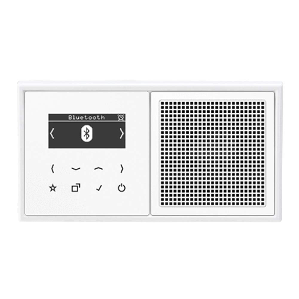 Jung Smart Radio DAB Bluetooth Komplett-Set Serie LS Weiss mit Lautsprecher DABLS1BTWW und 2-Fach Ra
