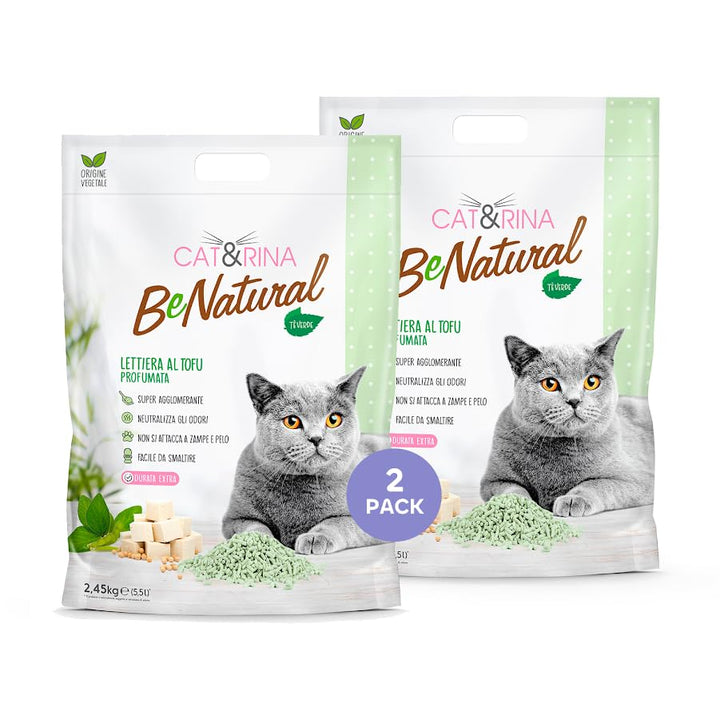 Cat&amp;Rina Tofu Katzenstreu, 5,5 l, pflanzliches klumpendes Katzenstreu, bis zu 30 Tage Nutzung, Entso