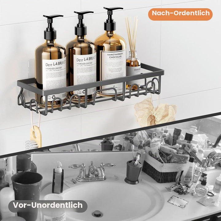 5 Stück Duschablage Ohne Bohren Edelstahl, Badezimmer Organizer Regal Zubehör, Seifen Zahnbürstenhal