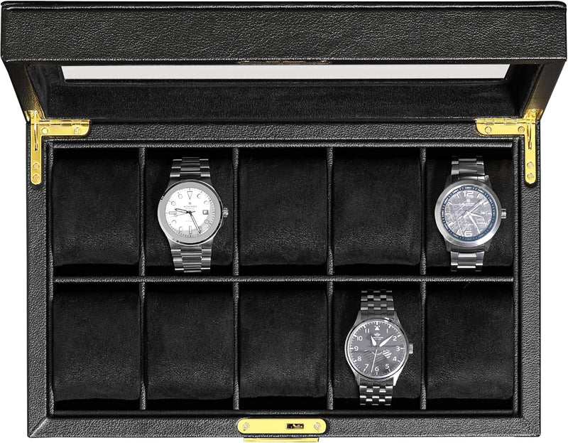 ROTHWELL Uhrenbox aus Leder mit 10 Fächern – Luxus-Uhrenetui, Veranstalter Uhrenaufbewahrung, Ultraw