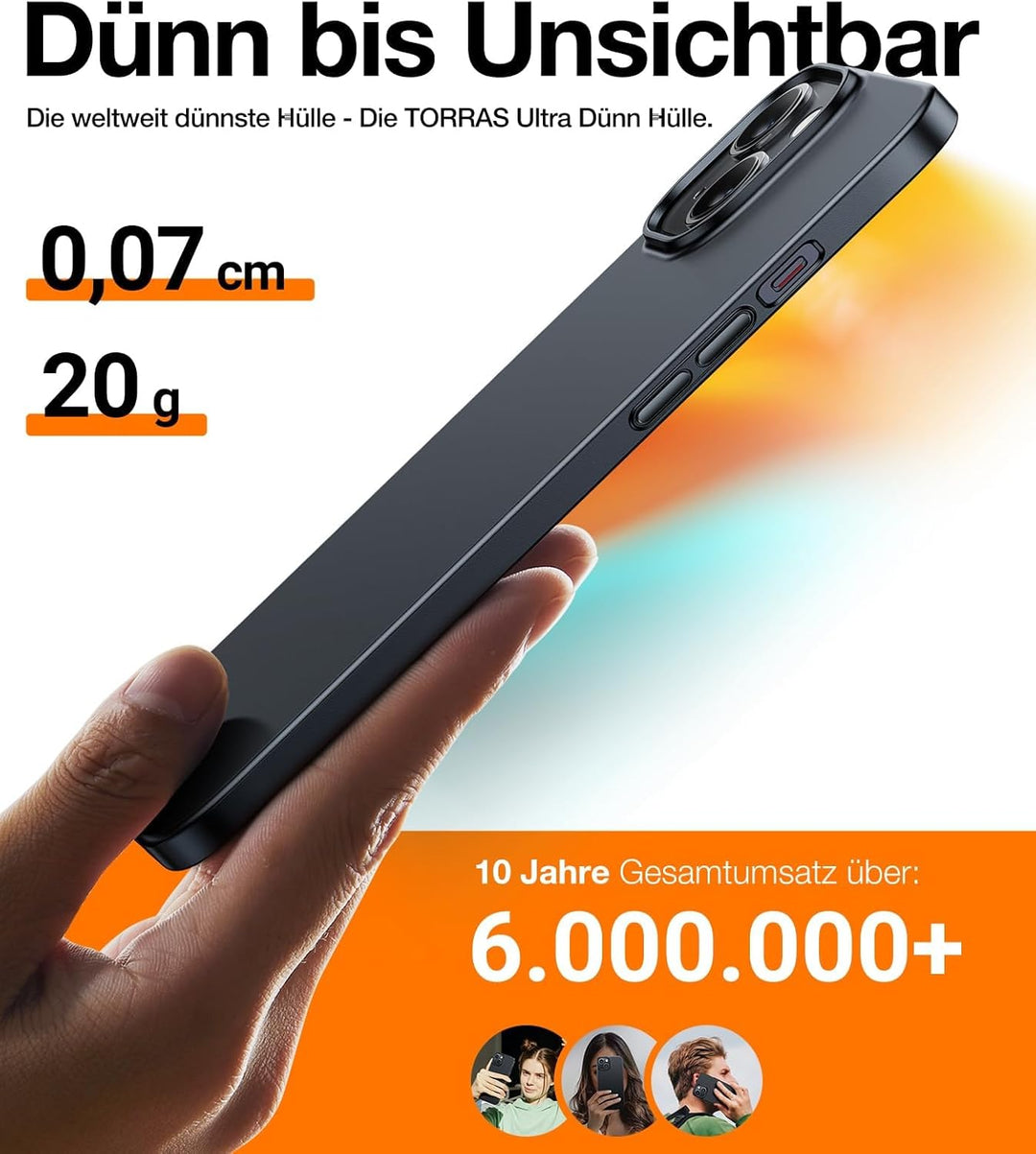 TORRAS Ultra Dünn für iPhone 13 Hülle für MagSafe [Nr. 1 Magnetkraft] Extrem Stossfest Kratzfest Cas