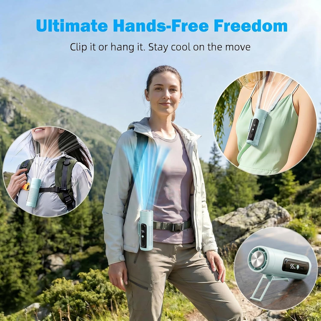 Handventilator mit Kühlpad, 3 in 1 Mini Ventilator Leise Akku USB, 5 Stufen Tragbarer Clip Tischvent