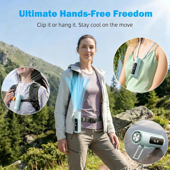 Handventilator mit Kühlpad, 3 in 1 Mini Ventilator Leise Akku USB, 5 Stufen Tragbarer Clip Tischvent