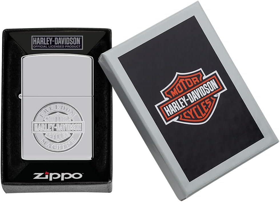 Zippo Sturmfeuerzeug - Modell Freedom Machine - High Polish Chrome Finsih - Nachfüllbar - Wiederverw