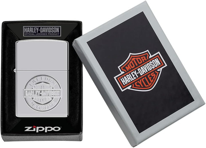 Zippo Sturmfeuerzeug - Modell Freedom Machine - High Polish Chrome Finsih - Nachfüllbar - Wiederverw