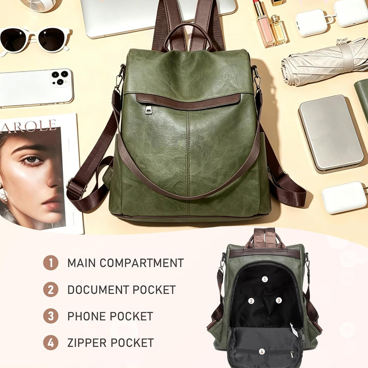 shepretty Damen Anti Diebstahl Rucksack Umhängetasche Schultasche 0298-gr-2new 33*32*15cm, 0298-gr-2