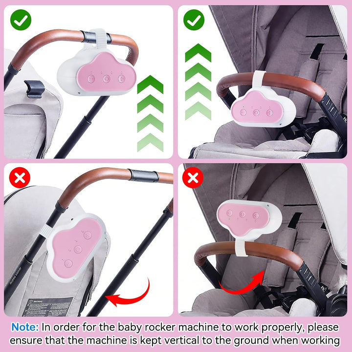 Kinderwagen Schaukler Baby, Wiederaufladbare Einschlafhilfe für Kinderwagen mit 3 Schaukelstufen und