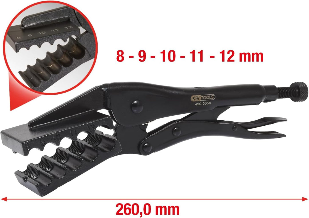 KS Tools 450.0350 Spezial-Klemm-Gripzange, Ø 8 -12mm, Ø 8 -12mm