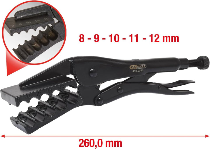 KS Tools 450.0350 Spezial-Klemm-Gripzange, Ø 8 -12mm, Ø 8 -12mm